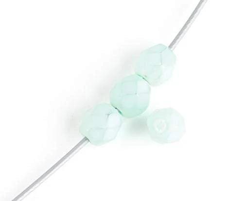 Sundaylace Creations & Bling Fire Polished Beads 4mm Light Mint Frosted Effect Strung, Fire Polished Beads Strung