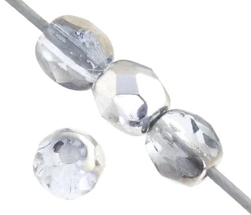 Fire Polished Beads Fire Polished Beads 4mm Light Sapphire Labrador Half Coat Czech Fire Polished Beads