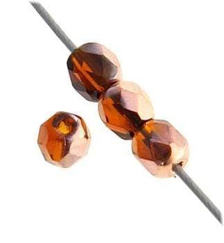 Sundaylace Creations & Bling Fire Polished Beads 4mm Madeira Topaz Capri Transparent Czech Fire Polished Beads