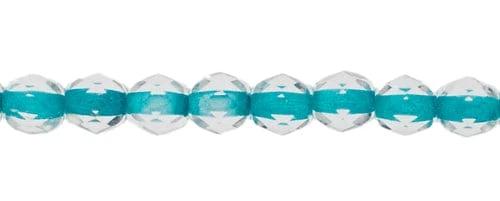 Sundaylace Creations & Bling Fire Polished Beads 4mm Mint Crystal Lined, Fire Polished Beads Strung