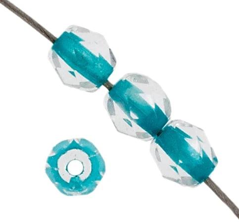 Sundaylace Creations & Bling Fire Polished Beads 4mm Mint Crystal Lined, Fire Polished Beads Strung