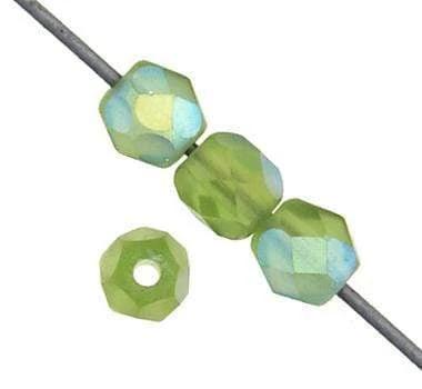Sundaylace Creations & Bling 4mm Olivine AB MATTE Czech Fire Polished Beads
