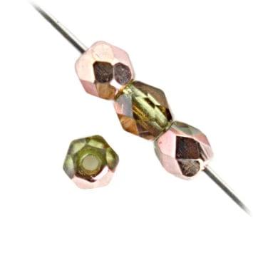 John Beads Fire Polished Beads 4mm Olivine Capri Half Coat Transparent Czech Fire Polished Beads