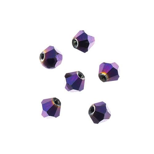 4mm Opaque Purple Iris, Crystal Lane Bicone (96pc) 2 x 7inch Strand