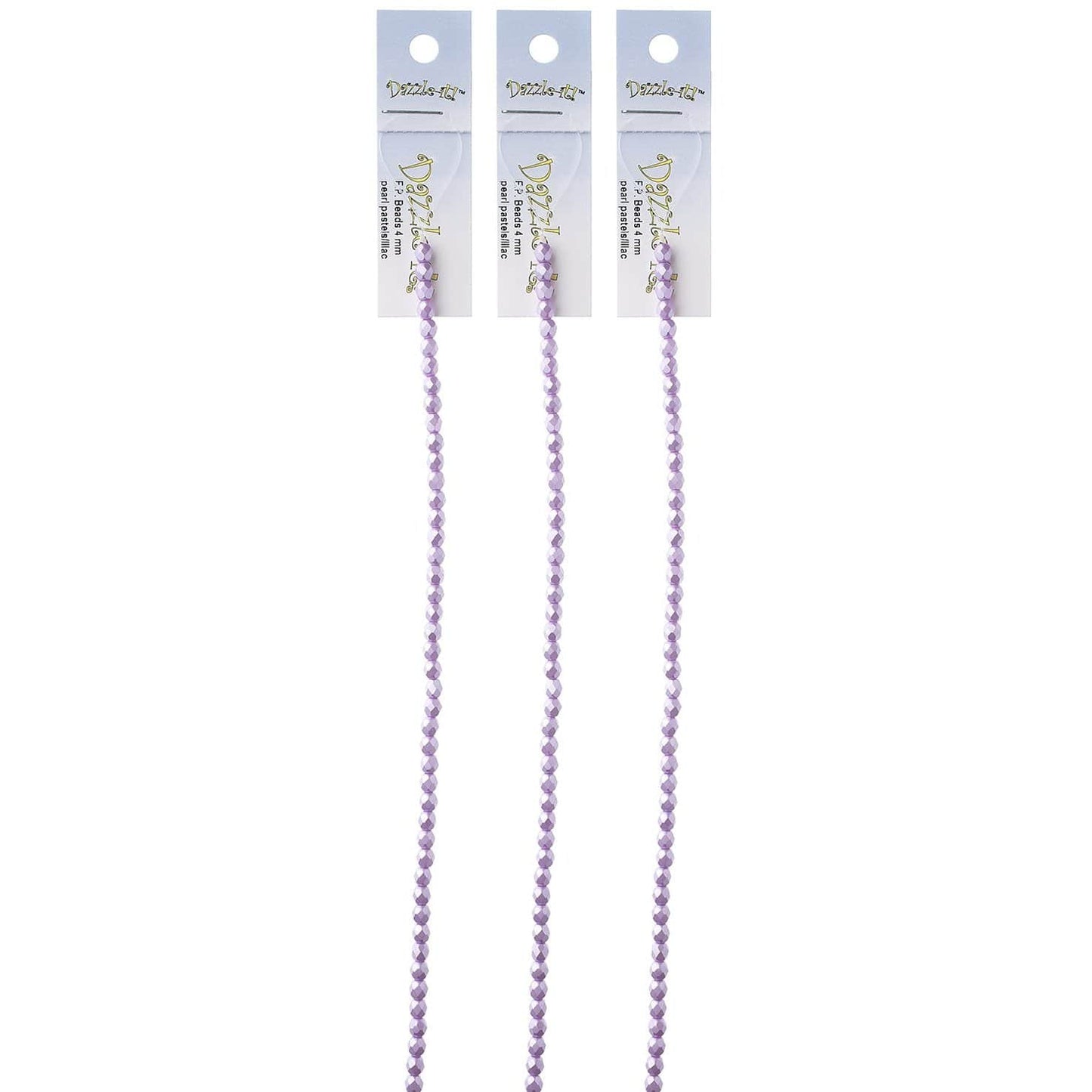 Sundaylace Creations & Bling Fire Polished Beads 4mm Pastel Pearl Lilac, Czech Fire Polished Beads Strung