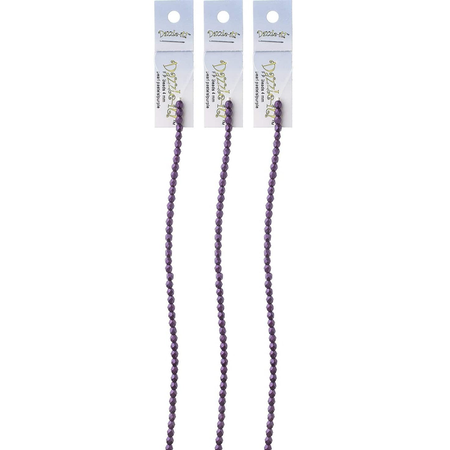 Sundaylace Creations & Bling Fire Polished Beads 4mm Pearl Pastels Purple, Fire Polished Beads Strung