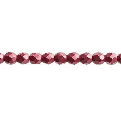 Sundaylace Creations & Bling Fire Polished Beads 4mm Pearl Pastels Raspberry Red, Fire Polished Beads strung 45pcs/string