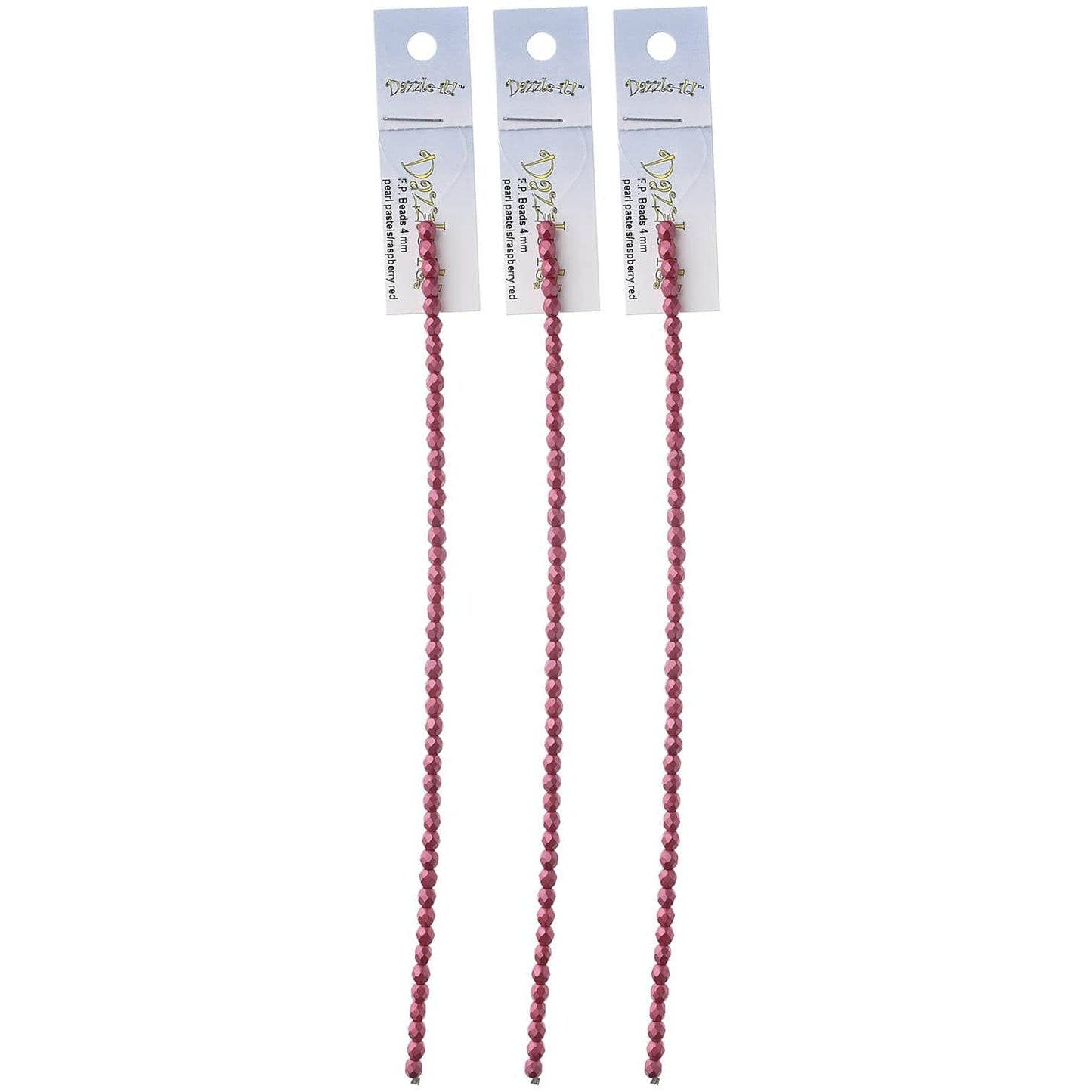 Sundaylace Creations & Bling Fire Polished Beads 4mm Pearl Pastels Raspberry Red, Fire Polished Beads strung 45pcs/string