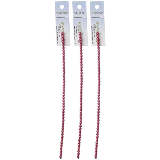 Sundaylace Creations & Bling Fire Polished Beads 4mm Pearl Pastels Raspberry Red, Fire Polished Beads strung 45pcs/string