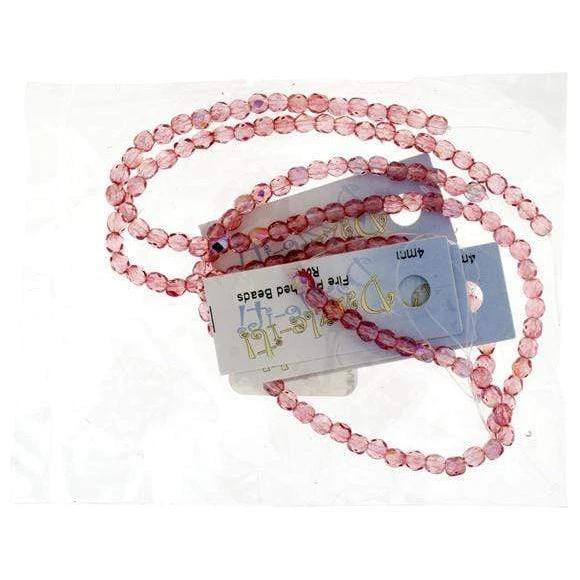 Sundaylace Creations & Bling Fire Polished Beads 4mm Rose AB Half Coat, Czech Fire Polished Beads