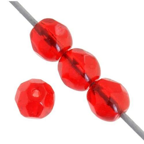 Sundaylace Creations & Bling Fire Polished Beads 4mm Siam Ruby Transparent, Fire Polished Beads Strung