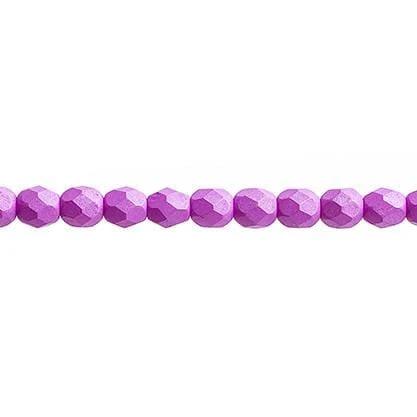 Sundaylace Creations & Bling Fire Polished Beads 4mm Silk Matt Orchid, Fire Polished Beads