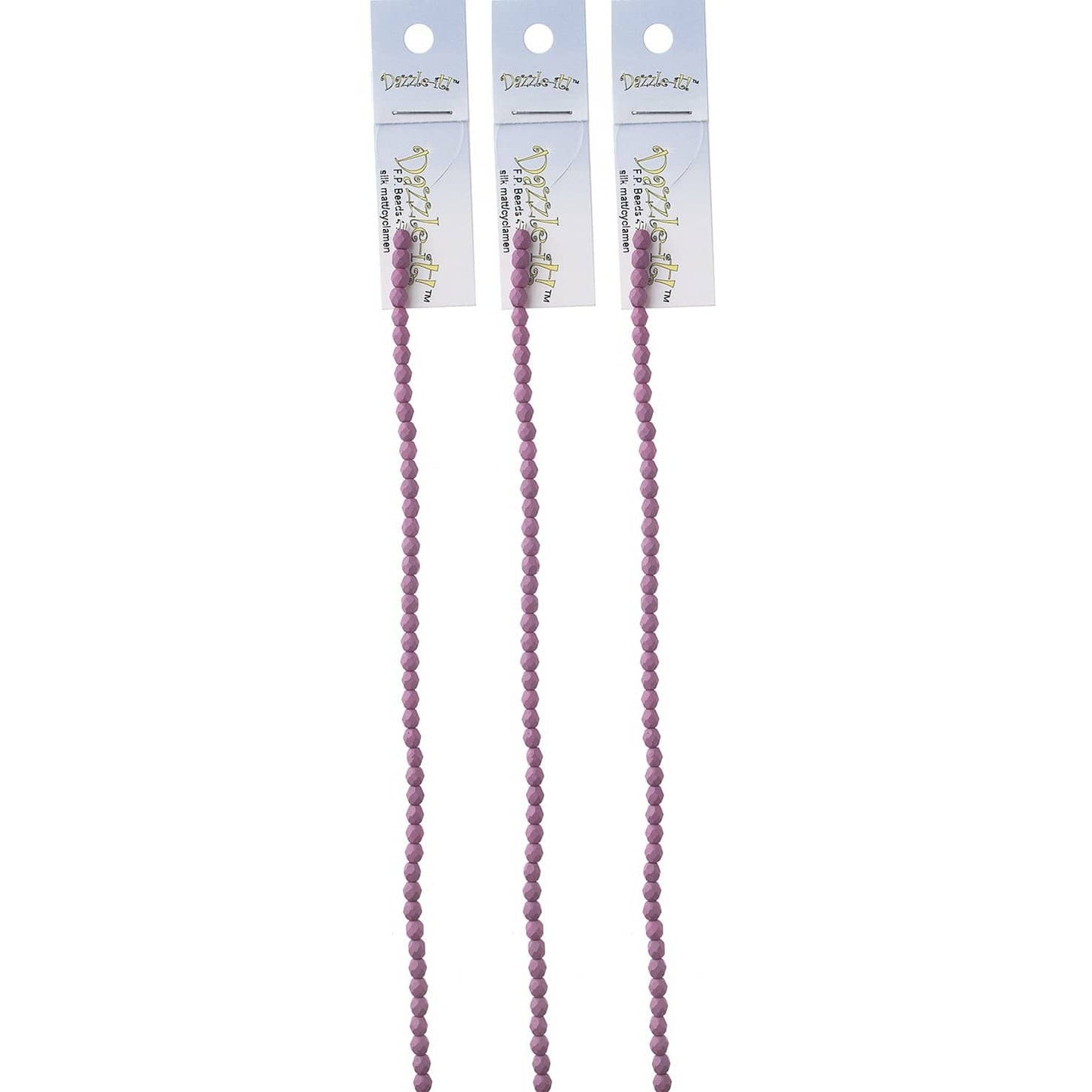 Sundaylace Creations & Bling Fire Polished Beads 4mm Silk Matte Cyclamen (Light Purple/pink), Fire Polished Beads strung