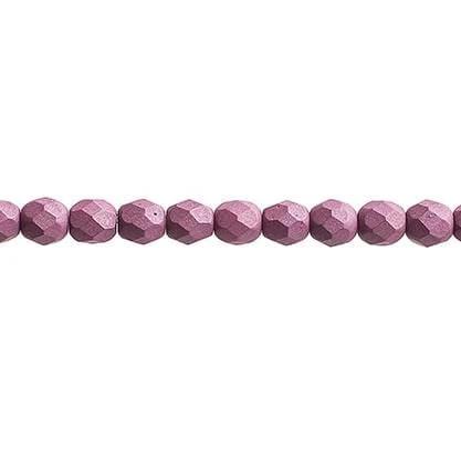 Sundaylace Creations & Bling Fire Polished Beads 4mm Silk Matte Cyclamen (Light Purple/pink), Fire Polished Beads strung