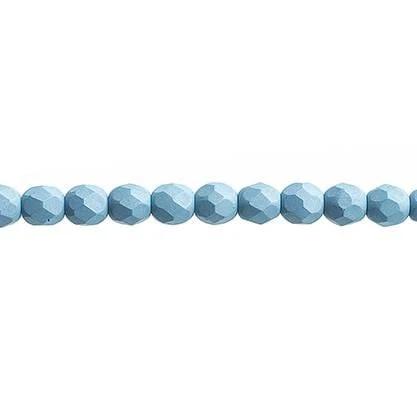 Sundaylace Creations & Bling Fire Polished Beads 4mm Silk Matte Dove Grey (Light Blue), Fire Polished Beads strung 45pcs/string