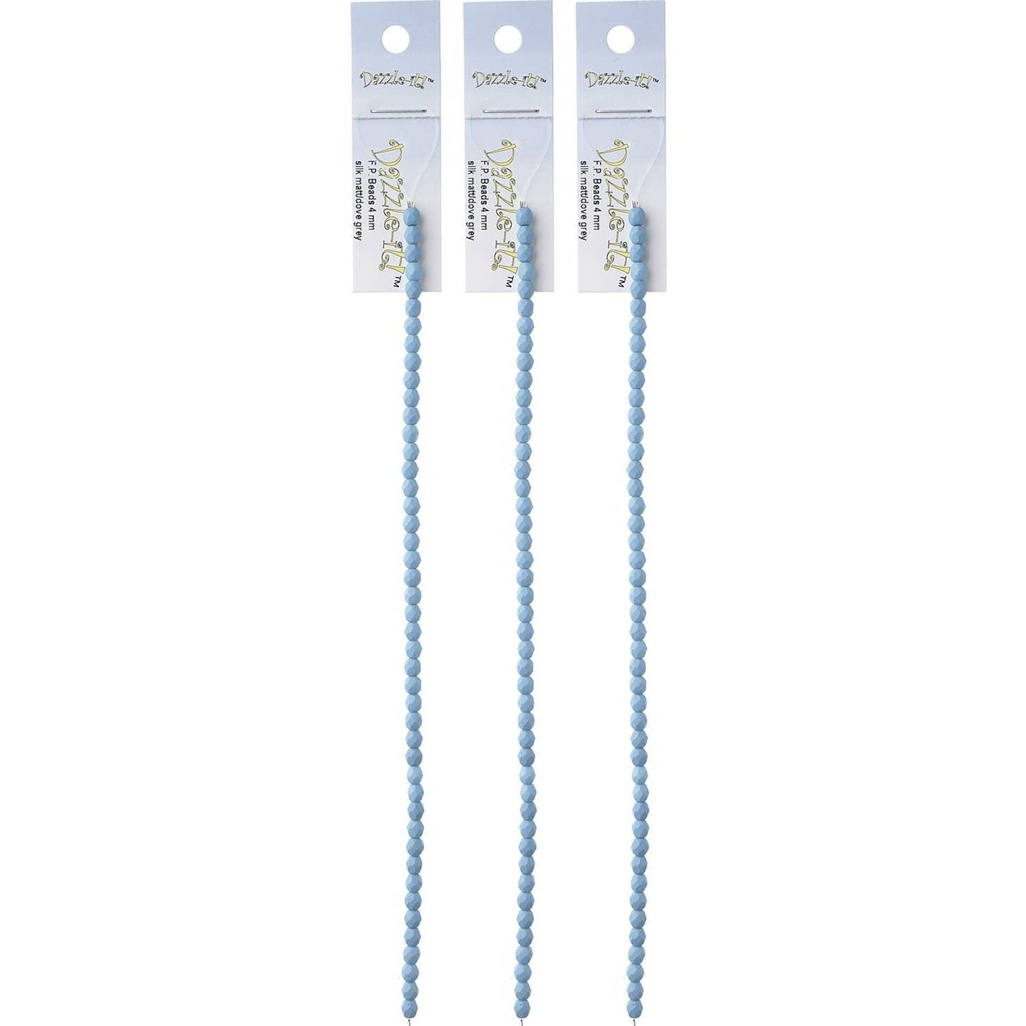 Sundaylace Creations & Bling Fire Polished Beads 4mm Silk Matte Dove Grey (Light Blue), Fire Polished Beads strung 45pcs/string