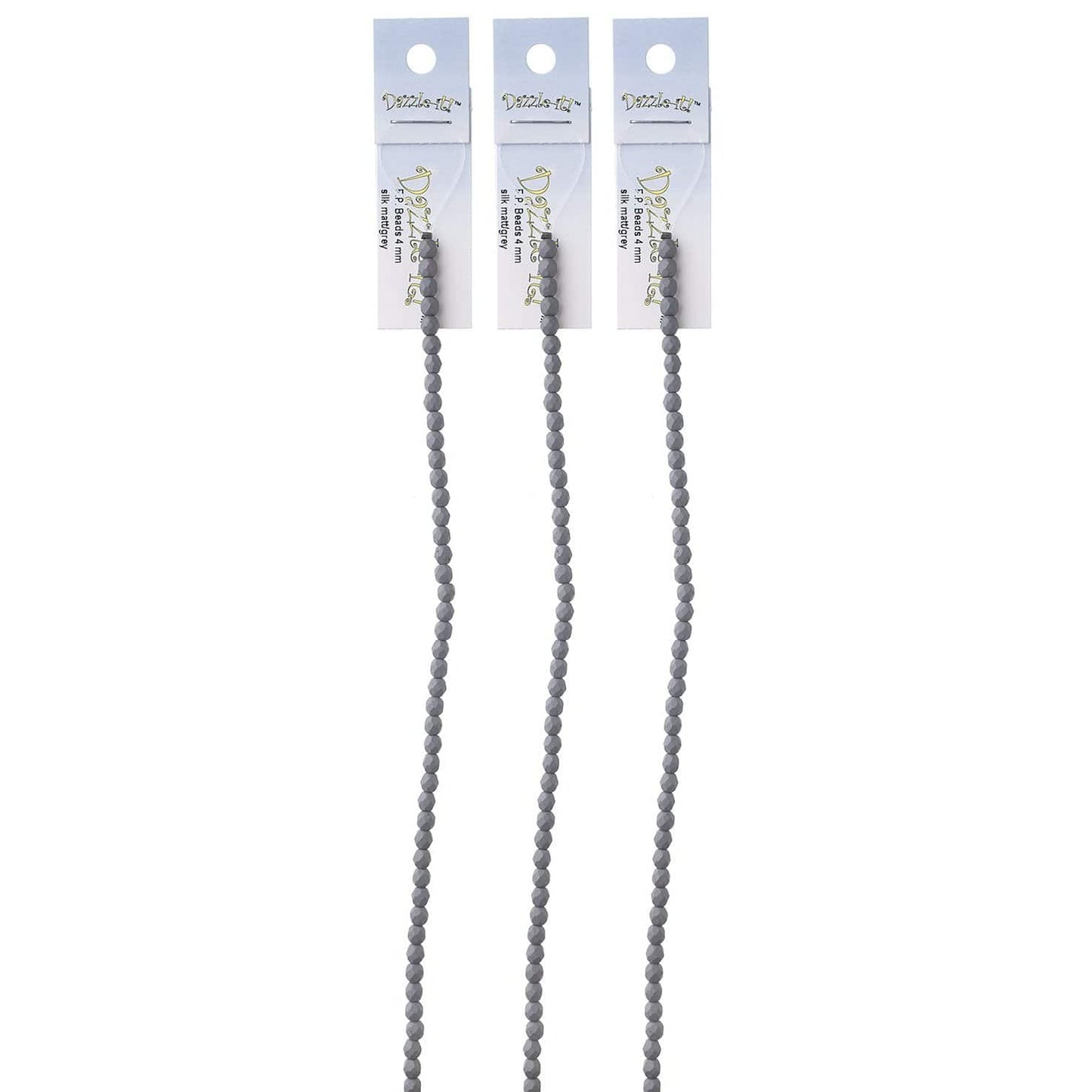 Sundaylace Creations & Bling Fire Polished Beads 4mm Silk Matte Grey, Fire Polished Beads strung 45pcs/string