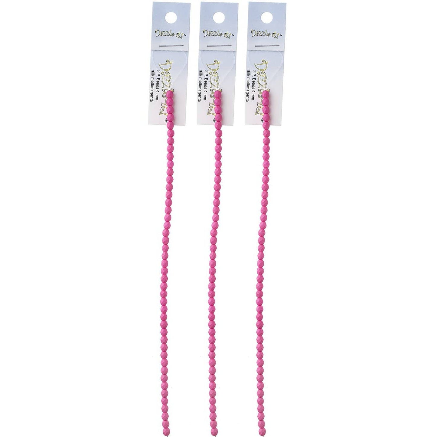 Sundaylace Creations & Bling Fire Polished Beads 4mm Silk Matte Magenta, Fire Polished Beads strung 45 pcs/string