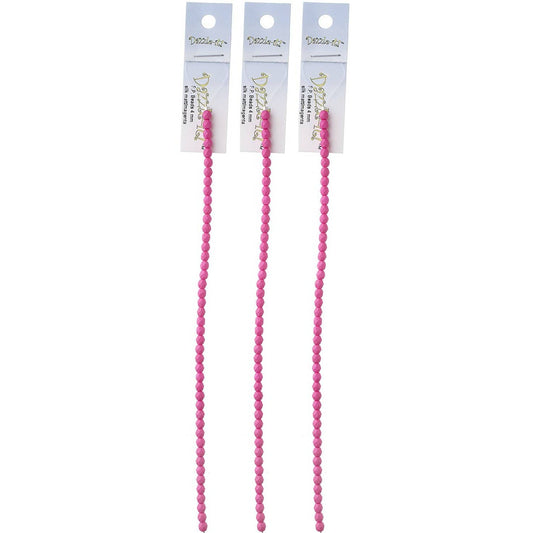 Sundaylace Creations & Bling Fire Polished Beads 4mm Silk Matte Magenta, Fire Polished Beads strung 45 pcs/string