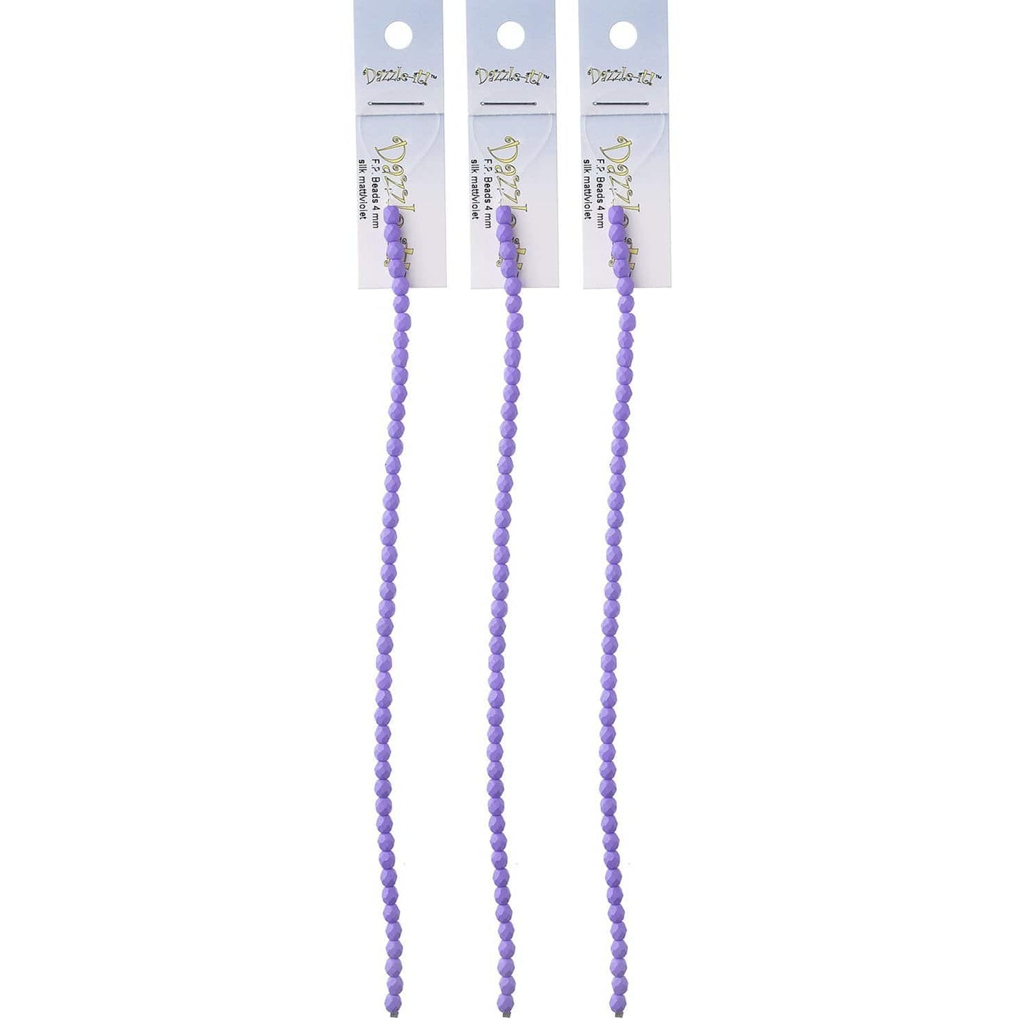 Sundaylace Creations & Bling Fire Polished Beads 4mm Silk Matte Violet, Fire Polished Beads strung 45 pcs/string