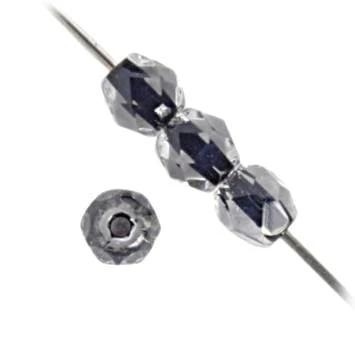Sundaylace Creations & Bling Fire Polished Beads 4mm Transparent Crystal Black Lined Fire Polished Beads, Loose