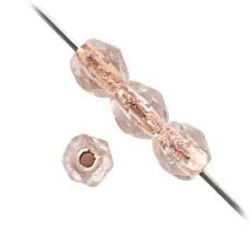 Sundaylace Creations & Bling Fire Polished Beads 4mm Transparent Crystal Copper Lined, Fire Polished Beads