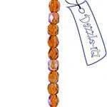 Sundaylace Creations & Bling Fire Polished Beads 4mm Transparent Madeira Topaz AB, Czech Fire Polished Beads