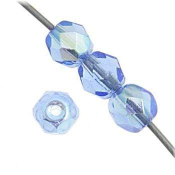 Sundaylace Creations & Bling Fire Polished Beads 4mm Transparent Sapphire AB, Czech Fire Polished Beads (27004047s8h) *Light Sapphire AB