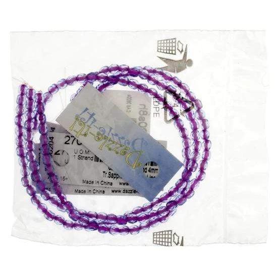 Sundaylace Creations & Bling Fire Polished Beads 4mm Transparent Sapphire/Hot Pink Lined, Fire Polished Beads