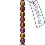 Sundaylace Creations & Bling Fire Polished Beads 4mm Transparent Topaz with Multi Metallic Coating, CZECH Fire Polished