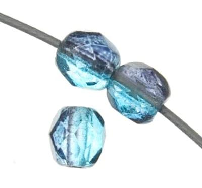 Fire Polished Beads Fire Polished Beads 4mm TWO TONE Dark Aqua Czech Fire Polished Beads