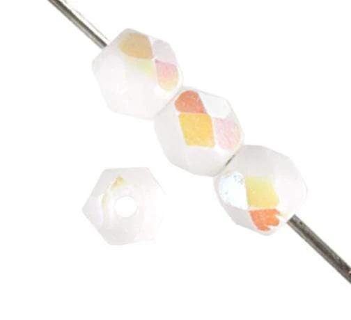 Sundaylace Creations & Bling 4mm White AB Opaque, Fire Polished Beads, *100pcs LOOSE or *150pcs STRUNG