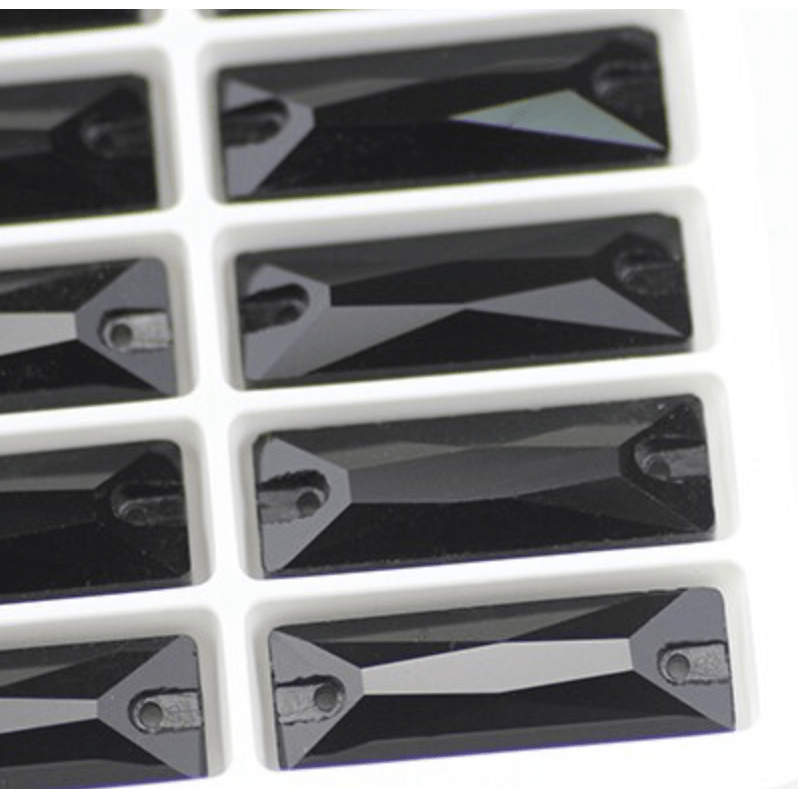 Sundaylace Creations & Bling Glass Gems Black 5*15mm Long Rectangle Baguette, Sew on, Glass Gems