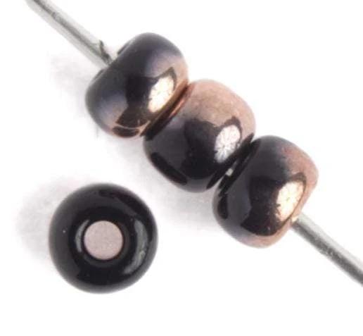 Sundaylace Creations & Bling 6/0 Pony Beads 6/0 Pony Seed Beads, Opaque Black Capri Gold Half Coat