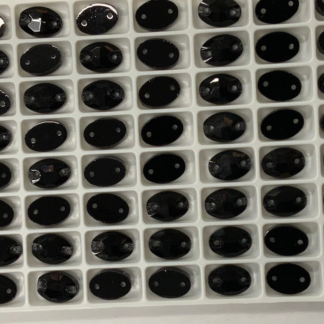 Sundaylace Creations & Bling Glass Gems 6*10mm Black Jet Mini Oval, Sew on, Glass Gem