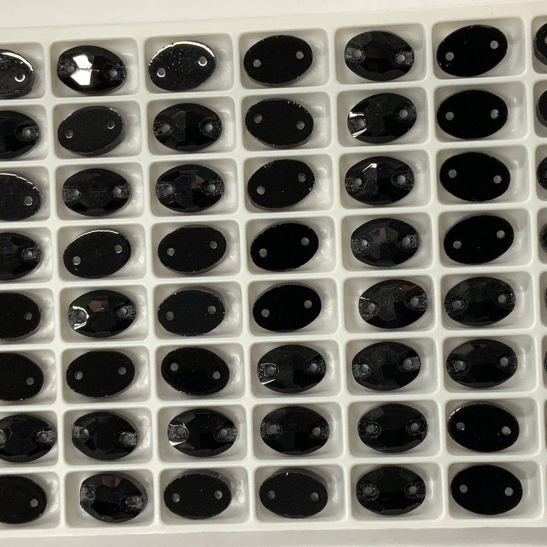 Sundaylace Creations & Bling Glass Gems 6*10mm Black Jet Mini Oval, Sew on, Glass Gem