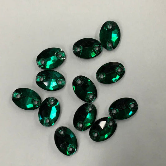 Sundaylace Creations & Bling Glass Gems 6*10mm Emerald Green Mini Oval, Sew on, Glass Gem