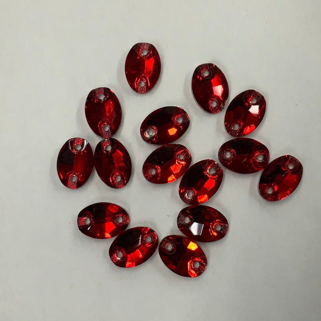 Sundaylace Creations & Bling Glass Gems 6*10mm Red Mini Oval, Sew on, Glass Gem