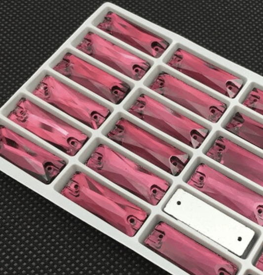 Sundaylace Creations & Bling Fancy Glass Gems Burgundy Rectangle 6*18mm Cosmic Baguette Rectangle Flat Back, Sew on, Fancy Glass Gems