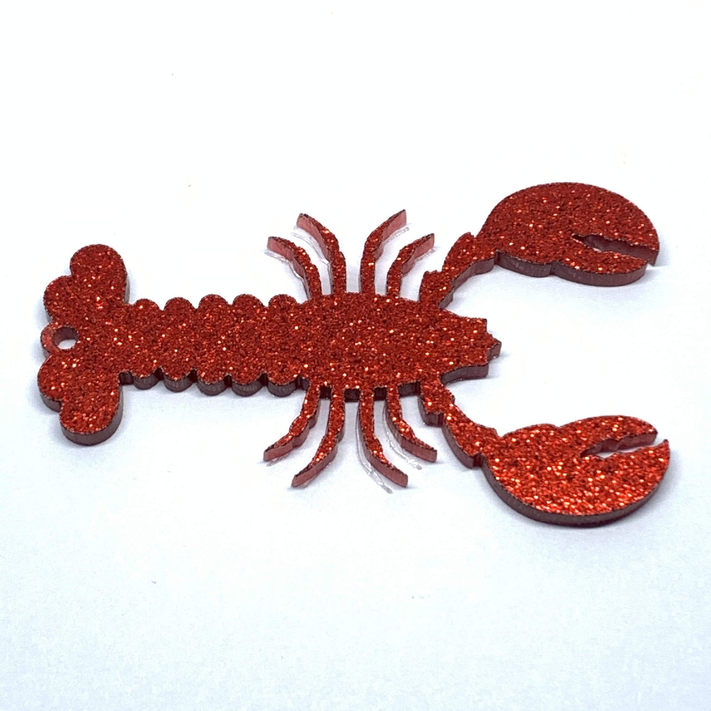 Sundaylace Creations & Bling Resin Gems 60mm Lobster Shaped Acrylic Gem, Reversible Red Glitter/Dark Red, Keychain Resin Gem