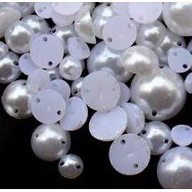 Sundaylace Creations & Bling Pearl Gems 6mm-12mm Sew on White Pearl Resin Gem