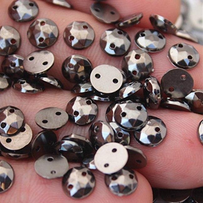Sundaylace Creations & Bling Resin Gems 6mm Gunmetal 8 point star pattern Rivoli, Sew on, Resin Gem