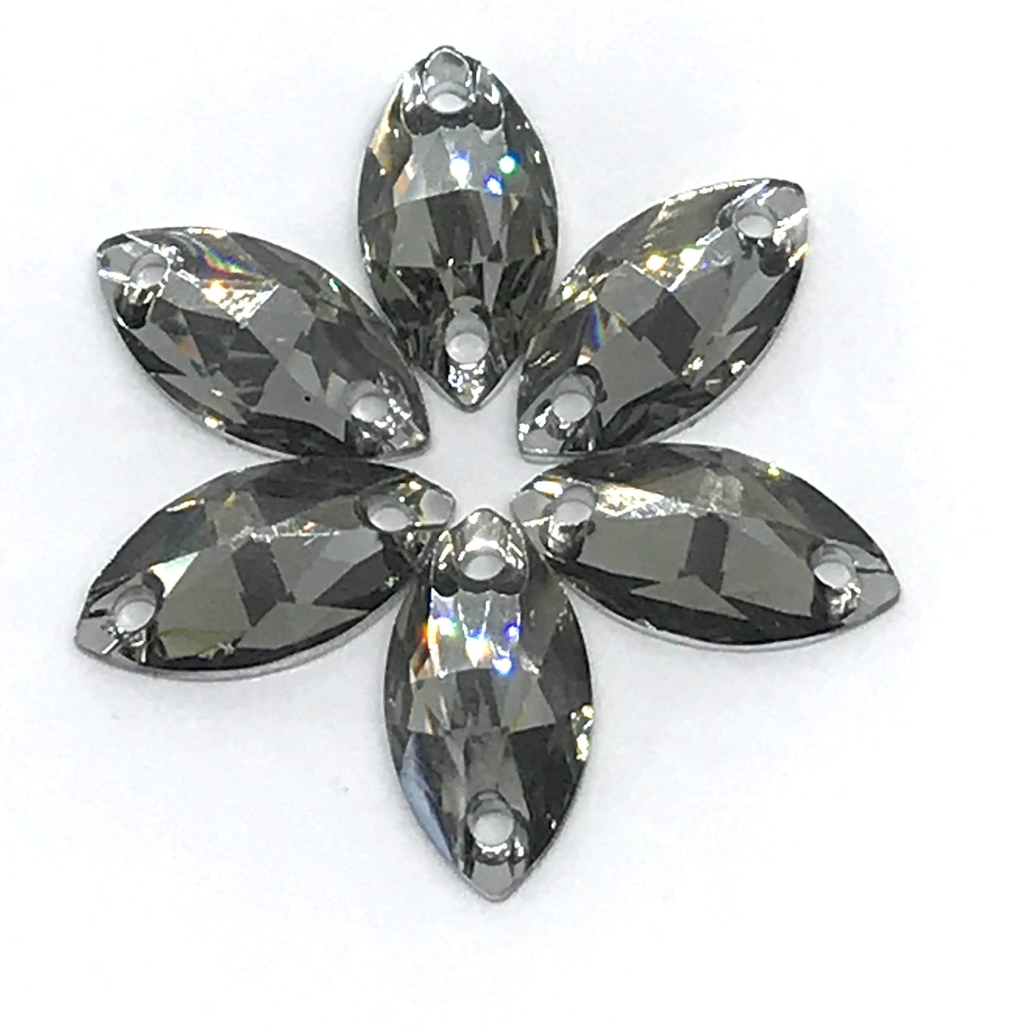 7*12mm, Grey, Mini Navette , sew on, Resin Gem, (Sold in 12 pcs)
