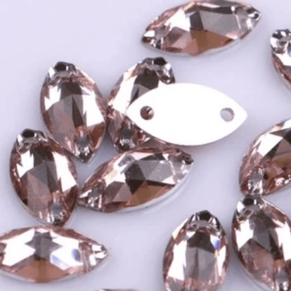 Sundaylace Creations & Bling Resin Gems Light Pink 7*12mm Mini Navette Resin Gem, sew on (Sold in sets of 12 gems)