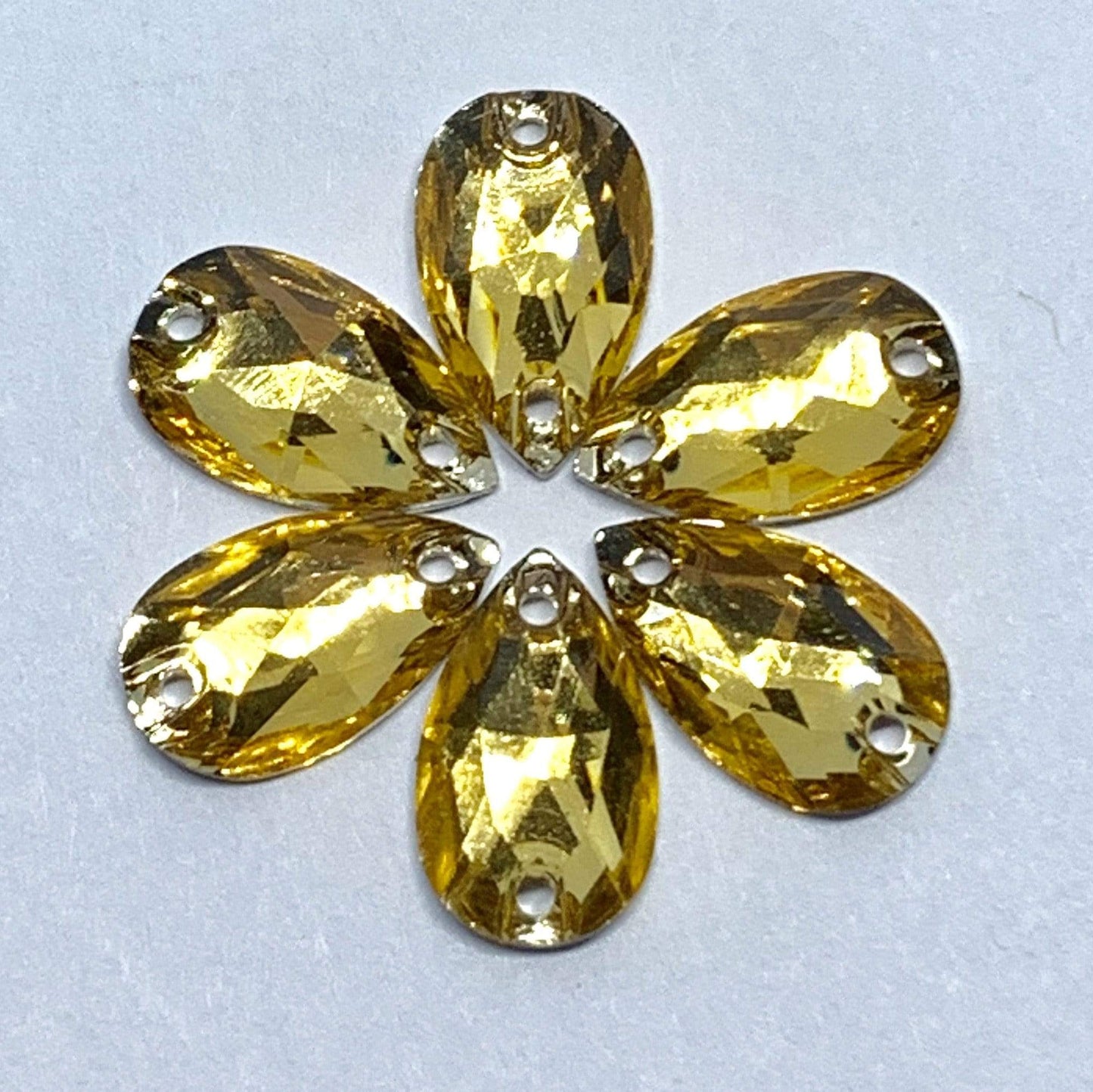 Sundaylace Creations & Bling Resin Gems Gold Yellow 7*12mm Multi-colour Mini Teardrops, Sew on, Resin Gems *Sold in 12 Gems*