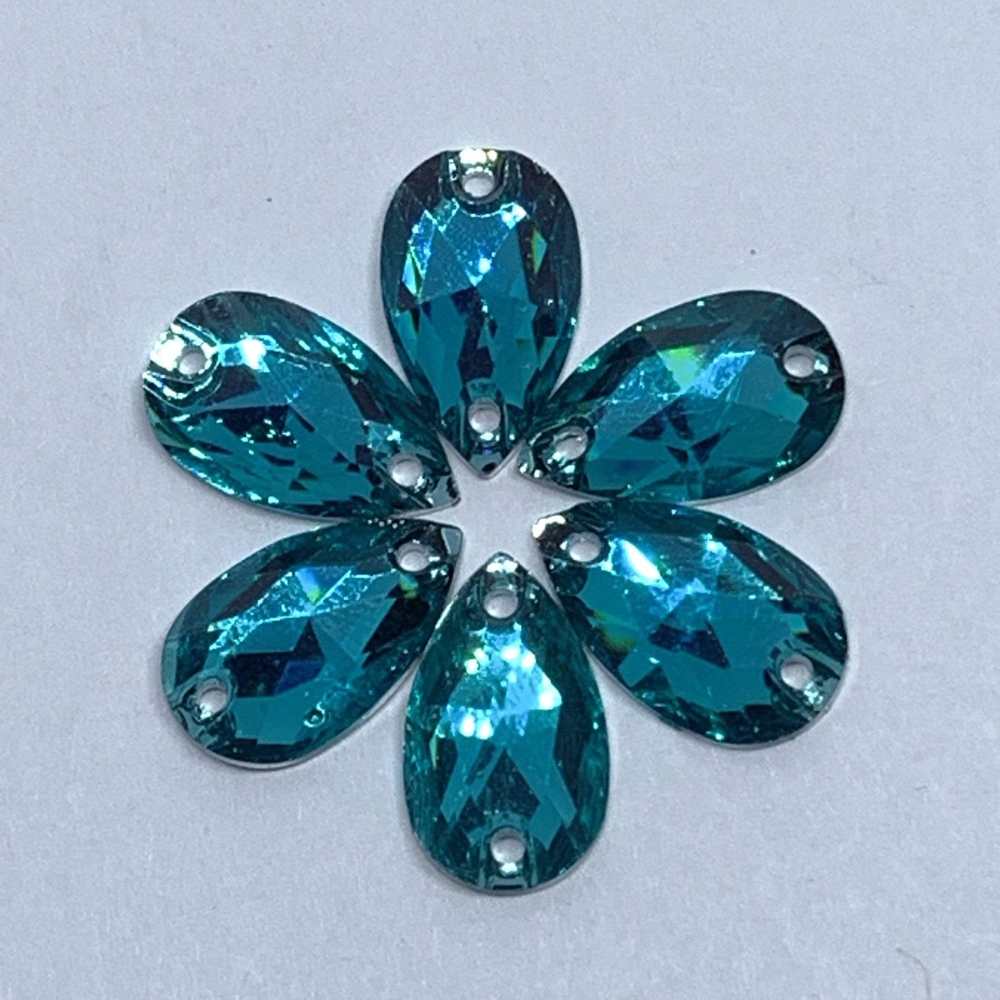 7*12mm, Aqua, Multi-colour Mini Teardrops, Sew on, Resin Gems, Resin Gem, (Sold in 12 pcs)