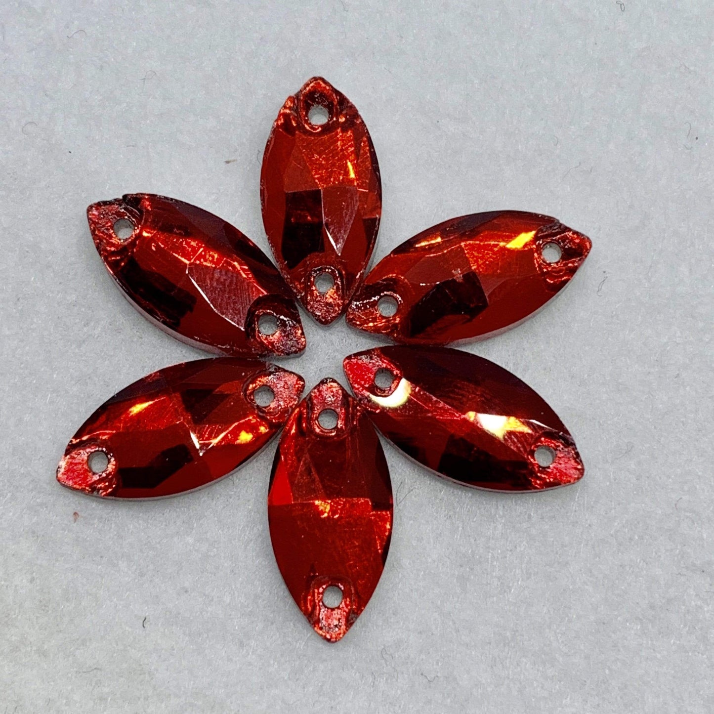 Sundaylace Creations & Bling Glass Gem 7*15mm Red Navette Horse Eye Shaped, Glass Gem