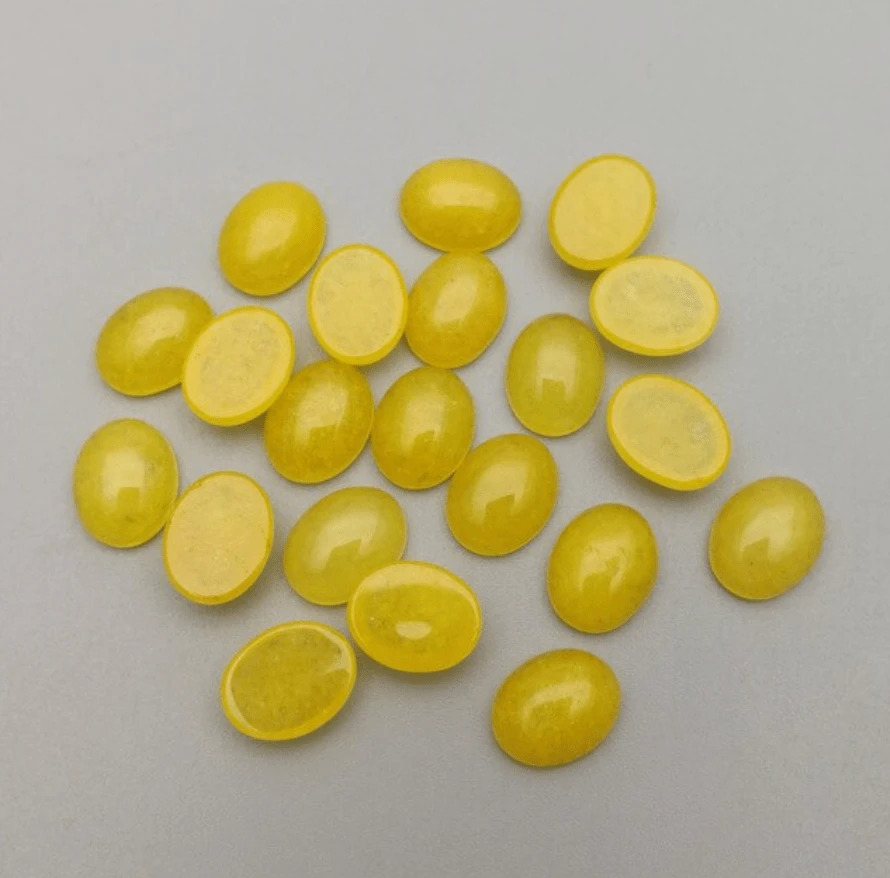 Sundaylace Creations & Bling Yellow Stone 8*10mm Bright Easter Oval Stone Cabochon, Glue on, Stone Gem