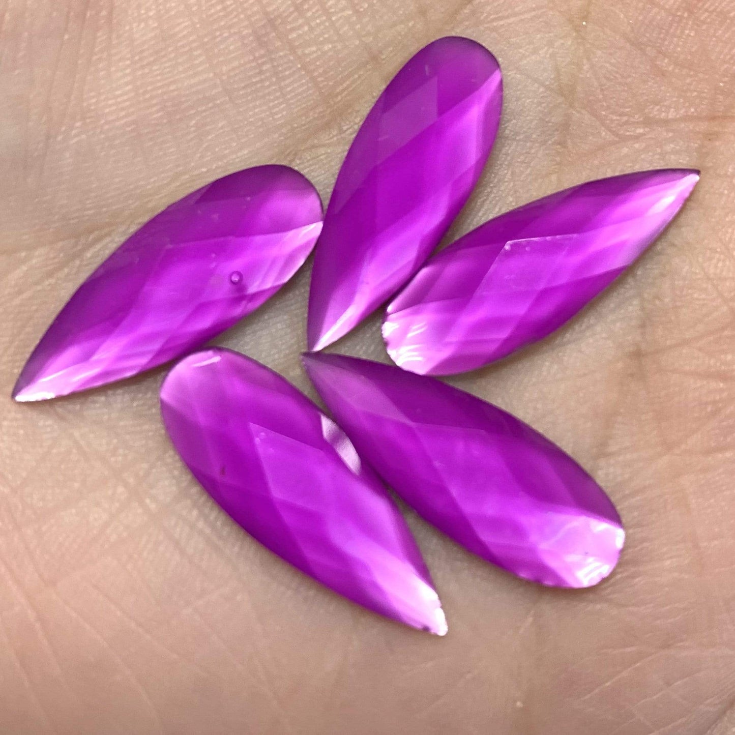 Opal Purple, 8*22m Mixed Opal, Long Teardrop, Glue on, Resin Gem, (Sold in Pair)