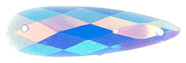 John Beads Resin Gems 8*28mm Glitter Blue AB, Long Teardrop, Resin Gem, Sew-on